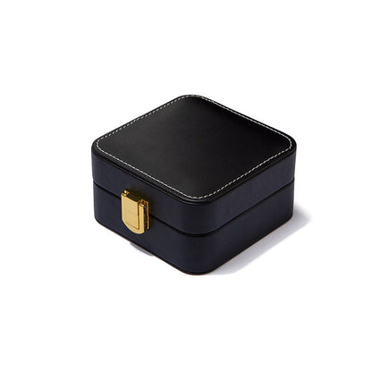 Solid Color Portable Mini Jewelry Case With Mirror