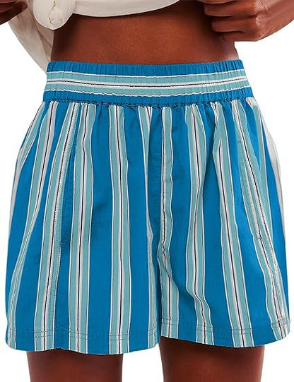 Striped High Waist Casual Shorts