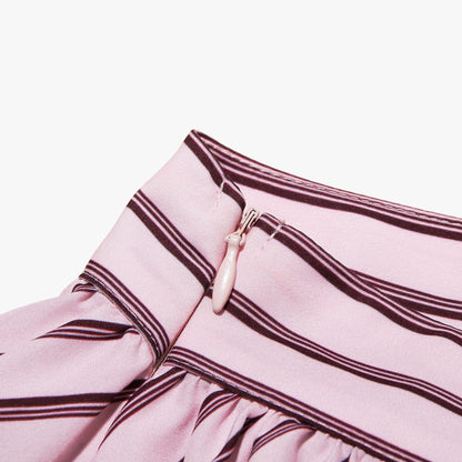 Cute Solid Color Striped Halter Backless Dress