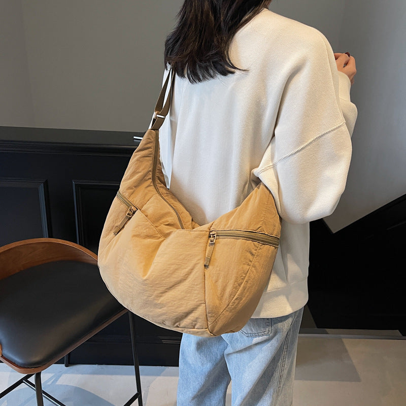 Casual Solid Color Nylon Shoulder Bag