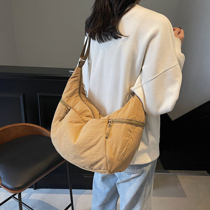 Casual Solid Color Nylon Shoulder Bag