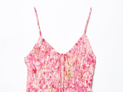 Casual Floral Print Spaghetti Strap Maxi Dress