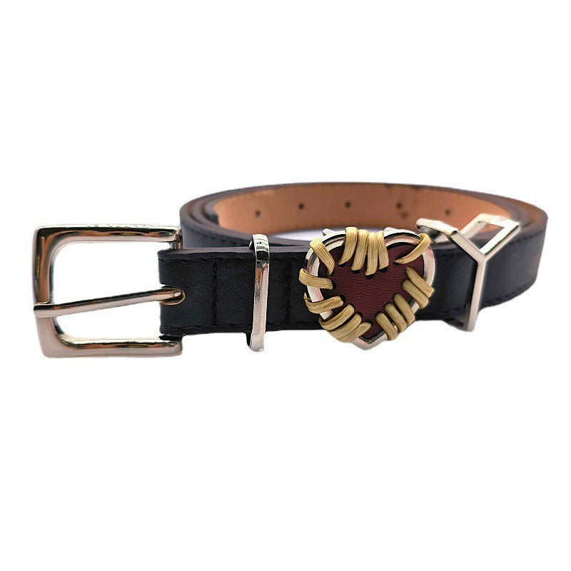 Red Love Distressed Letter Casual Belt
