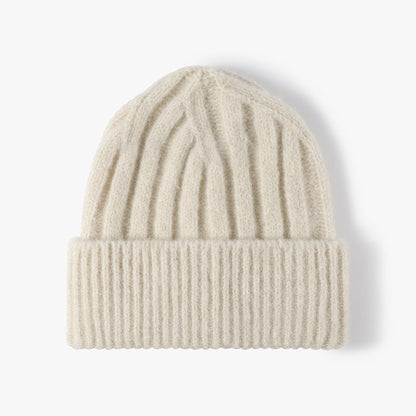 Fuzzy Ribbed Beanie Knitted Warm Winter Hat