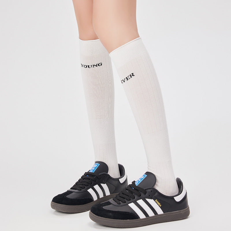 Minimalist Solid Color Letter Print Long Socks