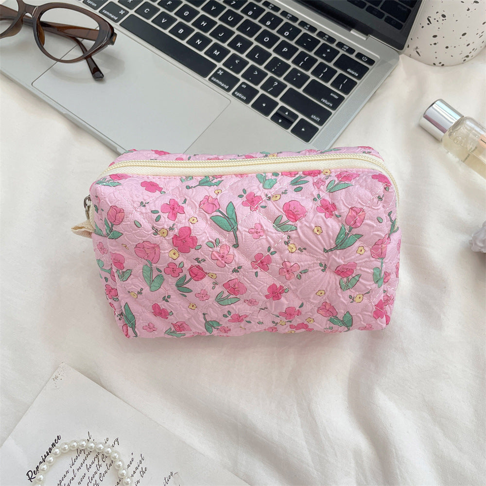 Cute Cartoon Print Flower Print Make Up Bag