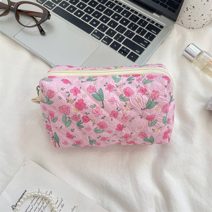 Cute Cartoon Print Flower Print Make Up Bag