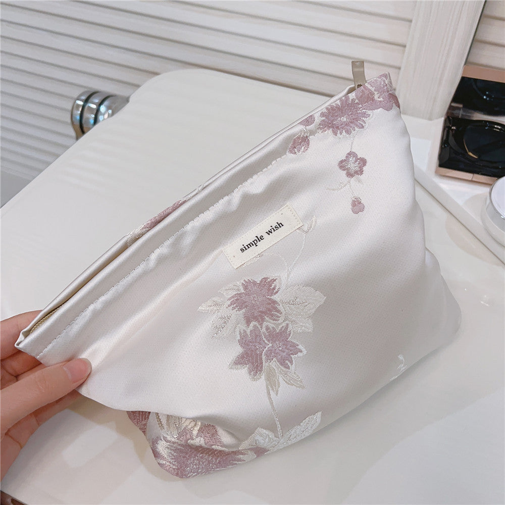 Chic Floral Jacquard Makeup Bag