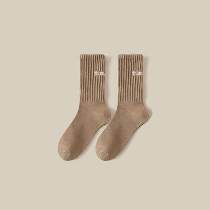 Simple Letter Solid Color Soft Socks