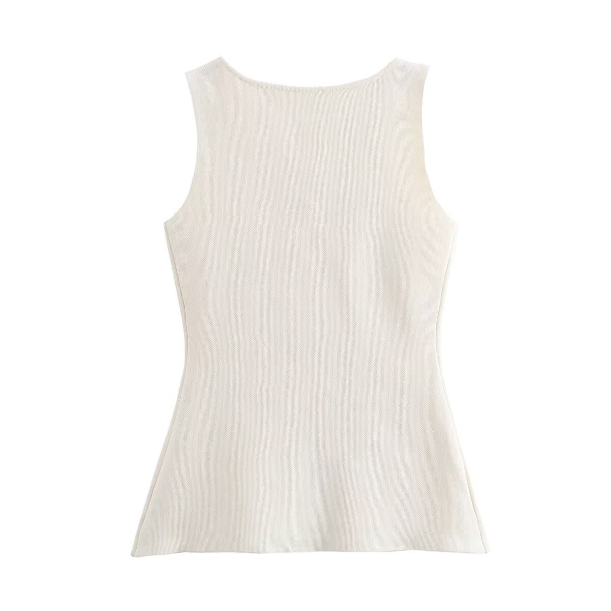 Round Neck Button Down Sleeveless Vest