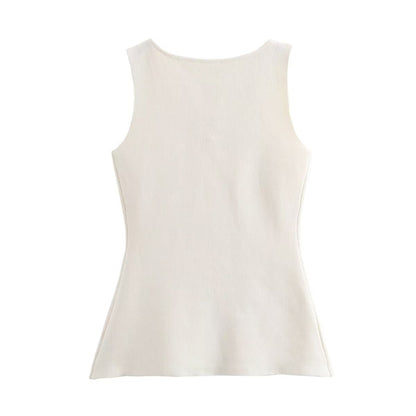 Round Neck Button Down Sleeveless Vest