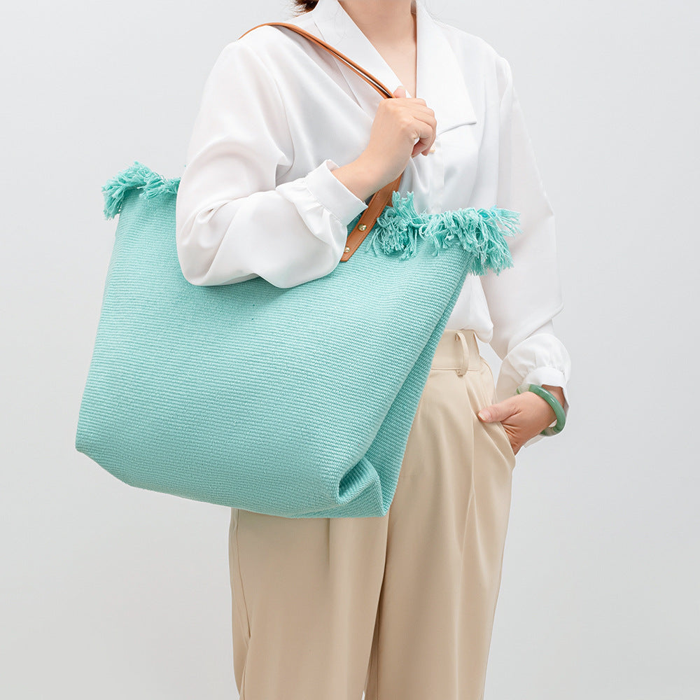 Solid Color Tassel Shoulder Bags