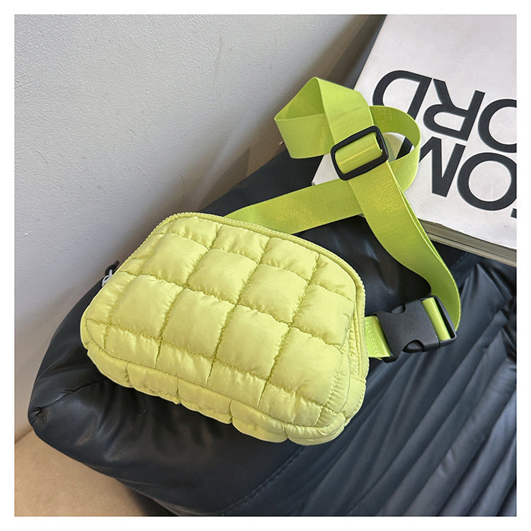 Candy Color Plaid Waist Bag Casual Chest Bag