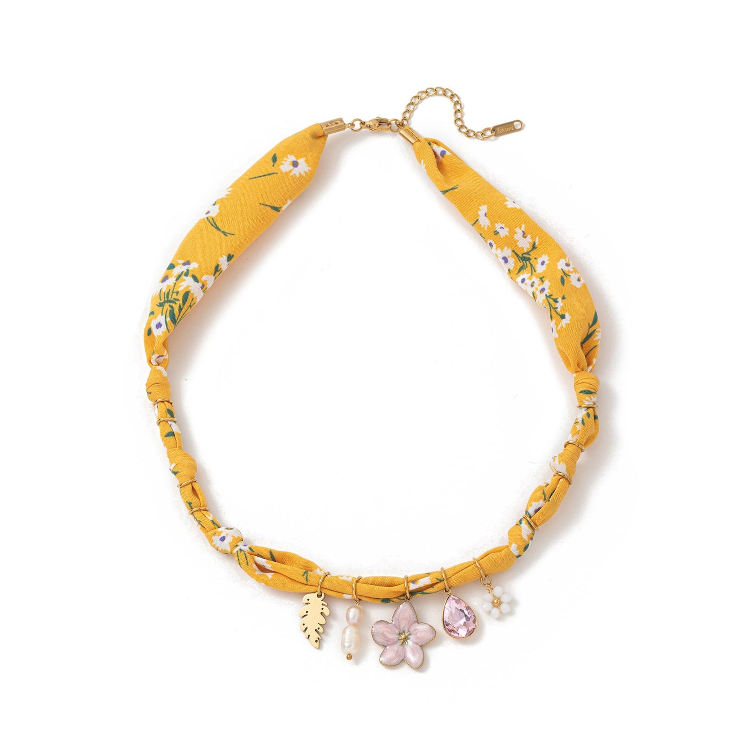 Colorful Flower Shell Pendant Scarf Necklace