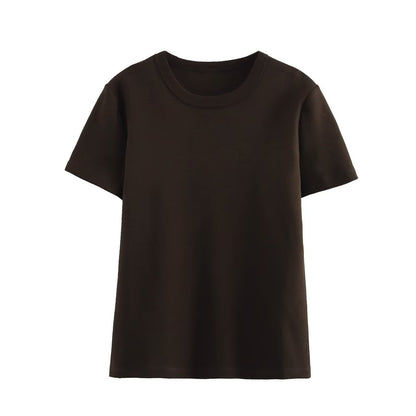 Simple Solid Color Round Neck T-Shirt
