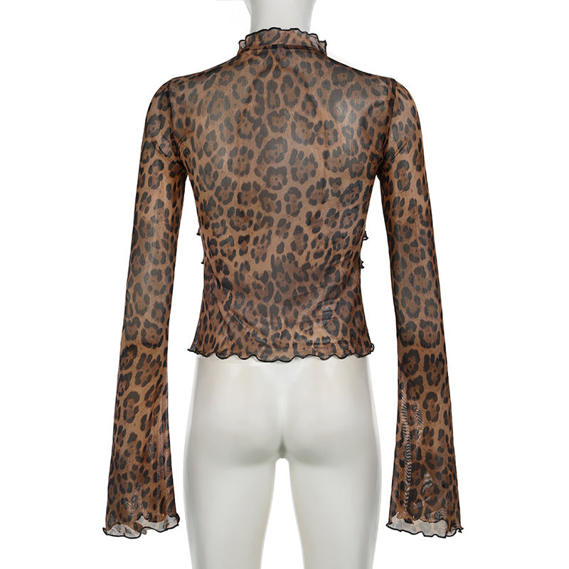Irregular String Leopard Print Sexy Top