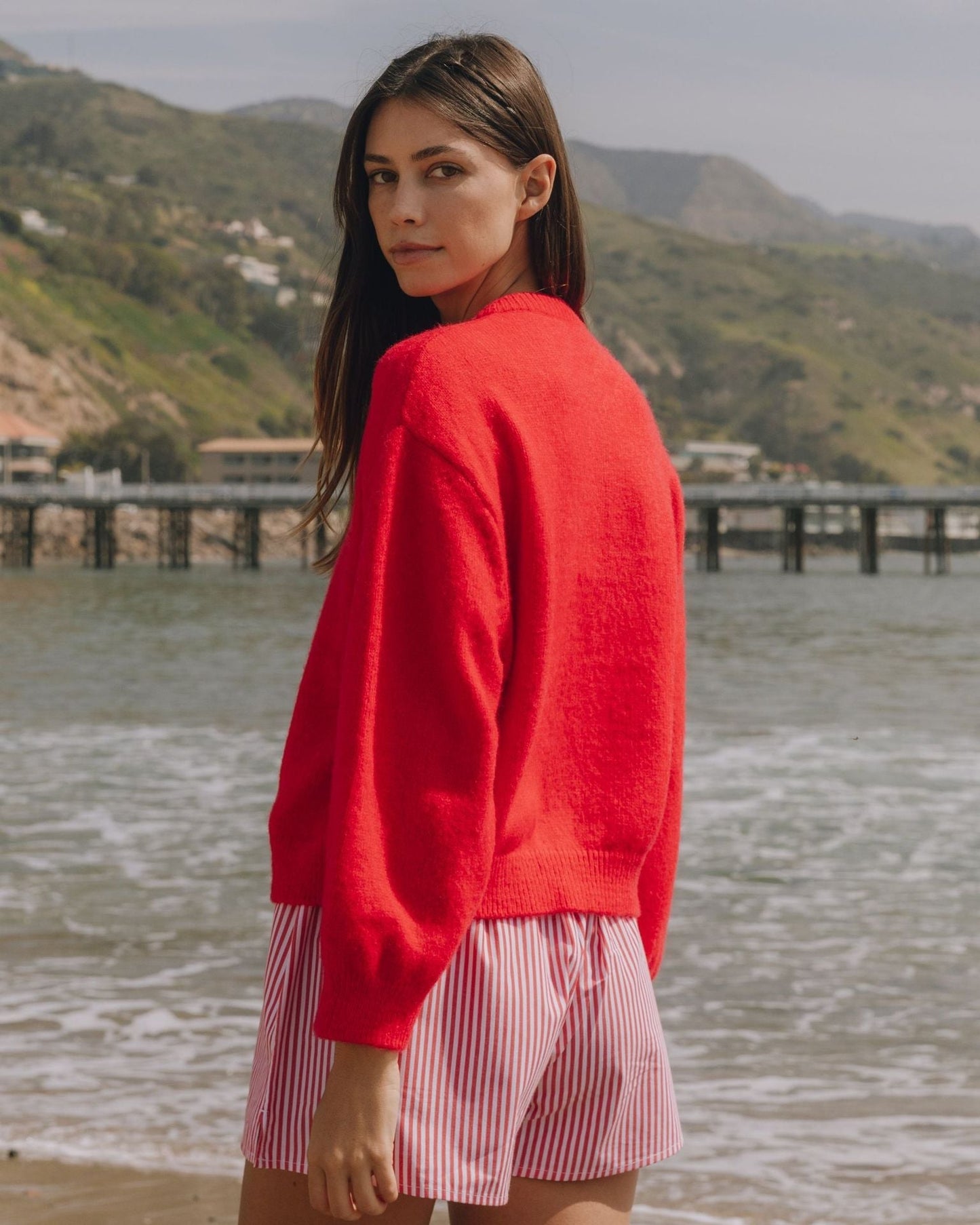 Solid Color Round Neck Loose Cardigan