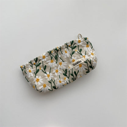 Embroidery Flower Simple Portable Make Up Bag