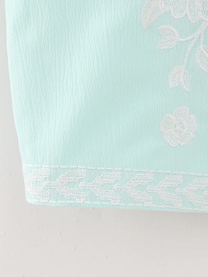 Flower Embroideries Open Front Elegant Vest