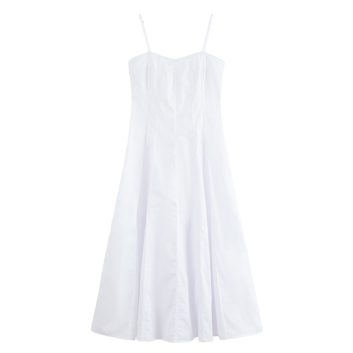 Slim Solid Color Spaghetti Midi Dresses