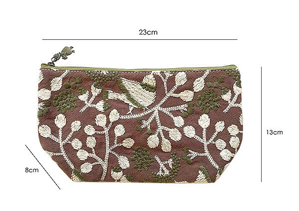 Elegant Floral Embroidered Storage Pouch