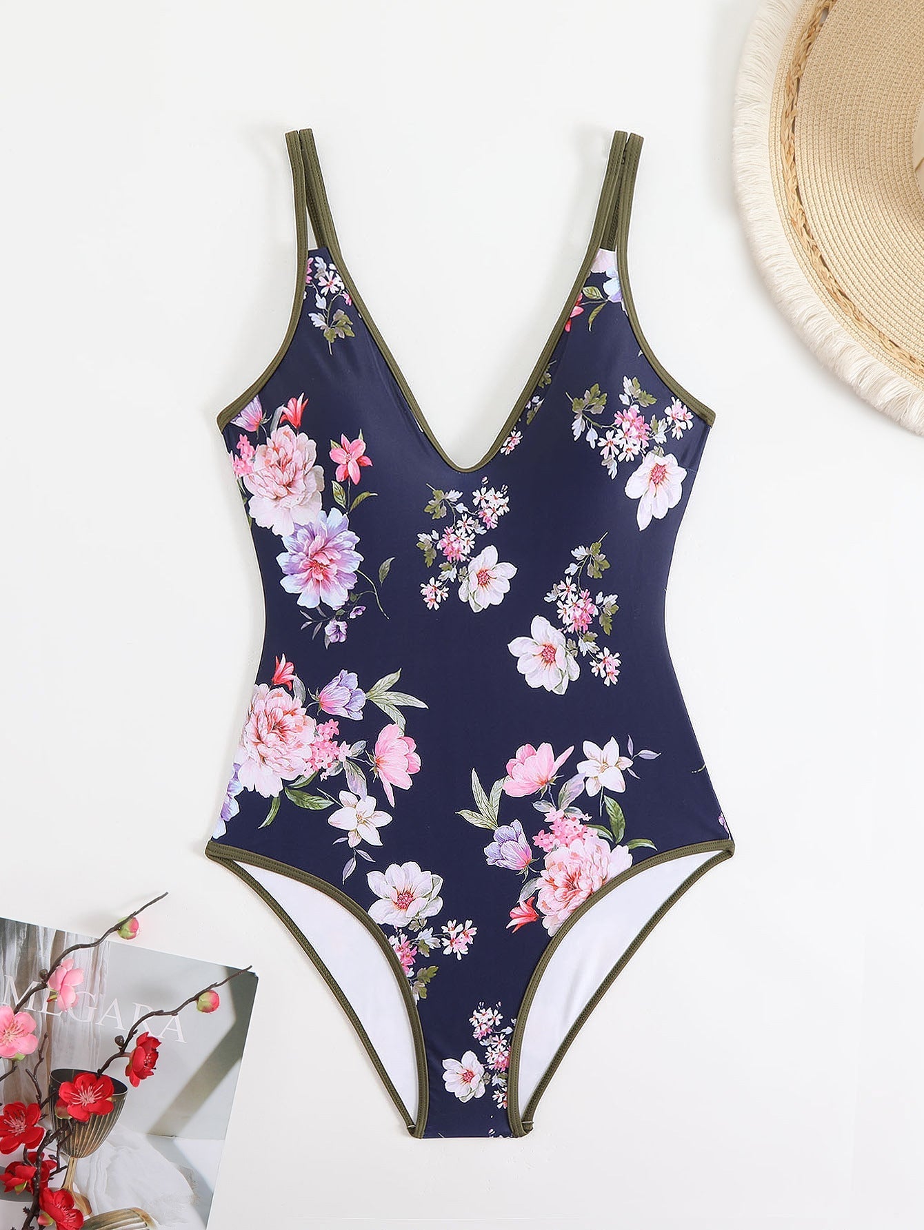 Sexy Floral Ptrint One-Piece Sporty Swimsuit