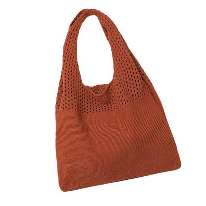 2+ Solid Color Simple Hollow Out Knit Shoulder Bag
