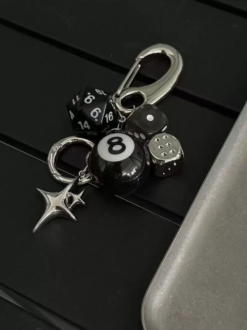 Simple Dice Star Braided Keychain Bag Charm