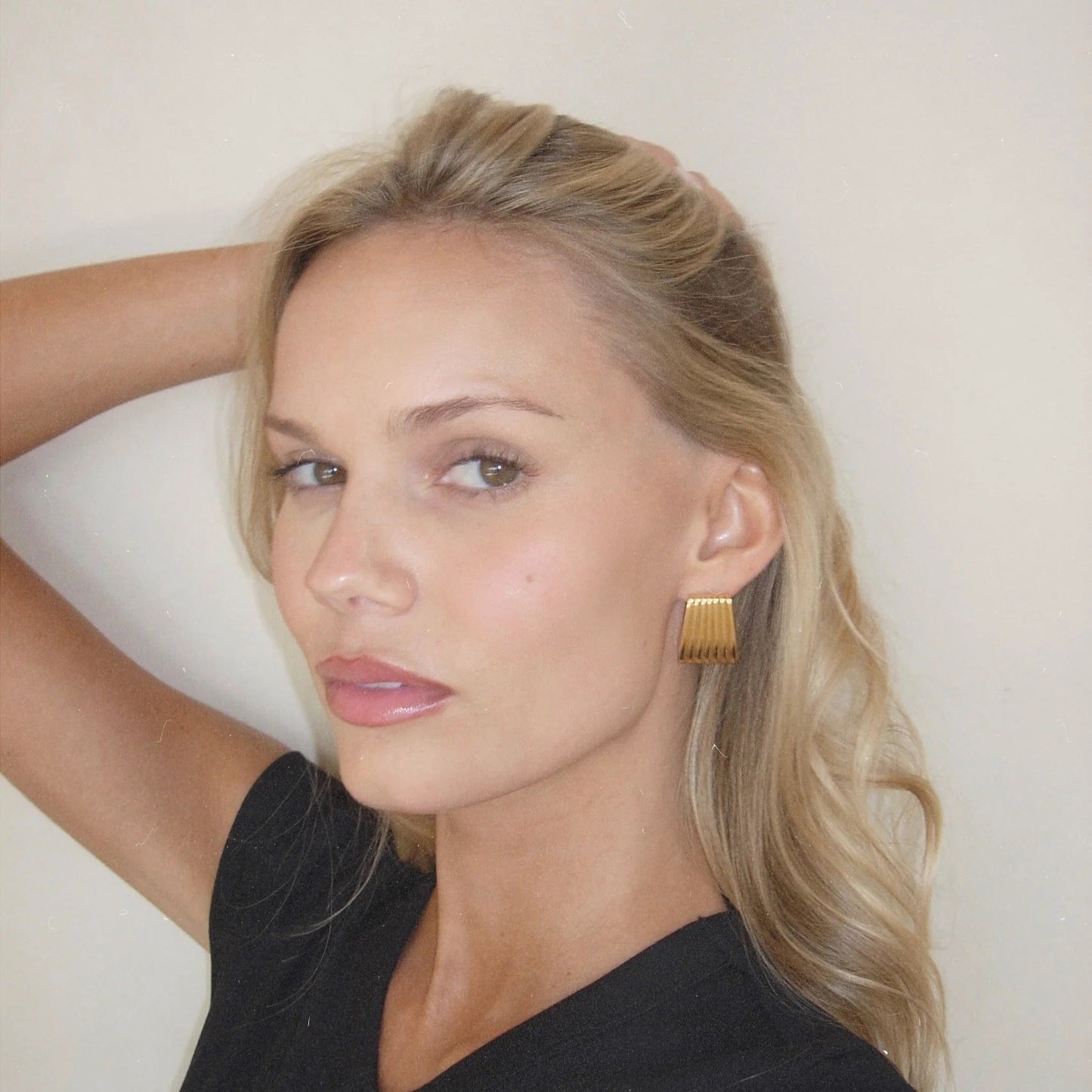 Stainless Steel Striated Ladder Hoop Earrings