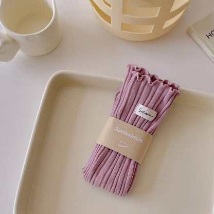 Sweet Solid Color Flounce Soft Socks