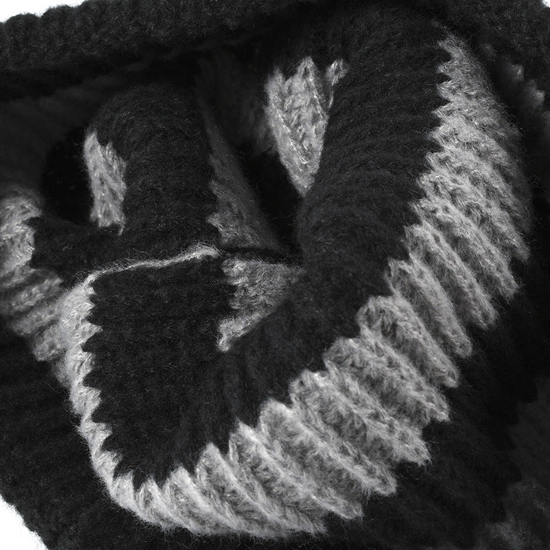 Stripe Contrast Color Knit Beanie