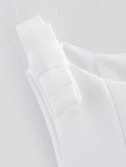 Elegant Peplum Bow Strap Tank Top