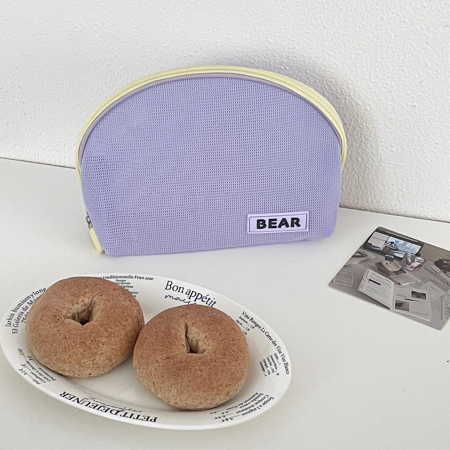 Half Moon Color Block Portable Make Up Bag