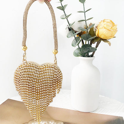 Love Shaped Mini Rhinestone Chain Party Handbag