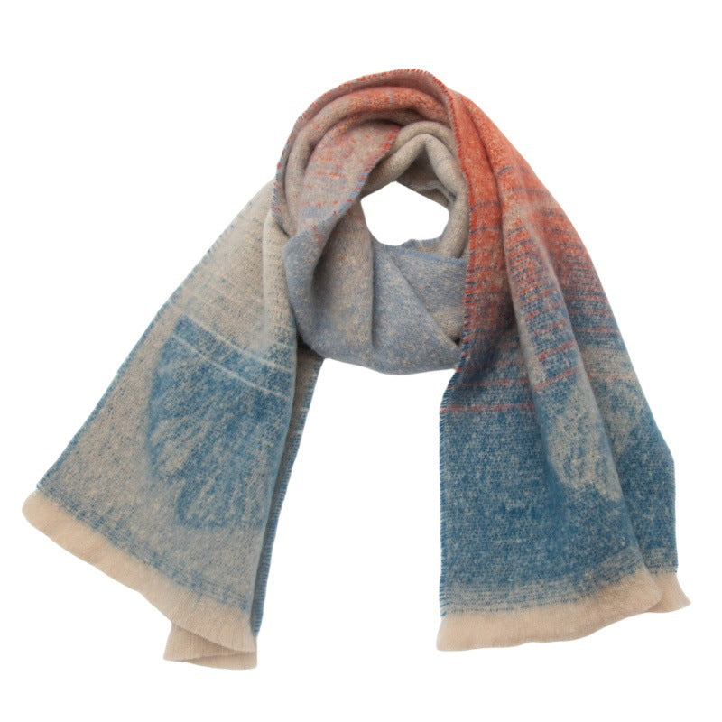 Leaf Print Gradient Color Scarves