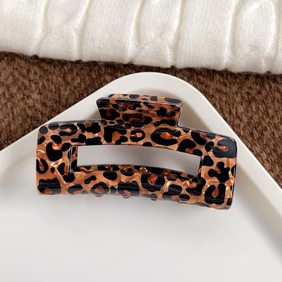 Vintage Leopard Large Square Hair Claws