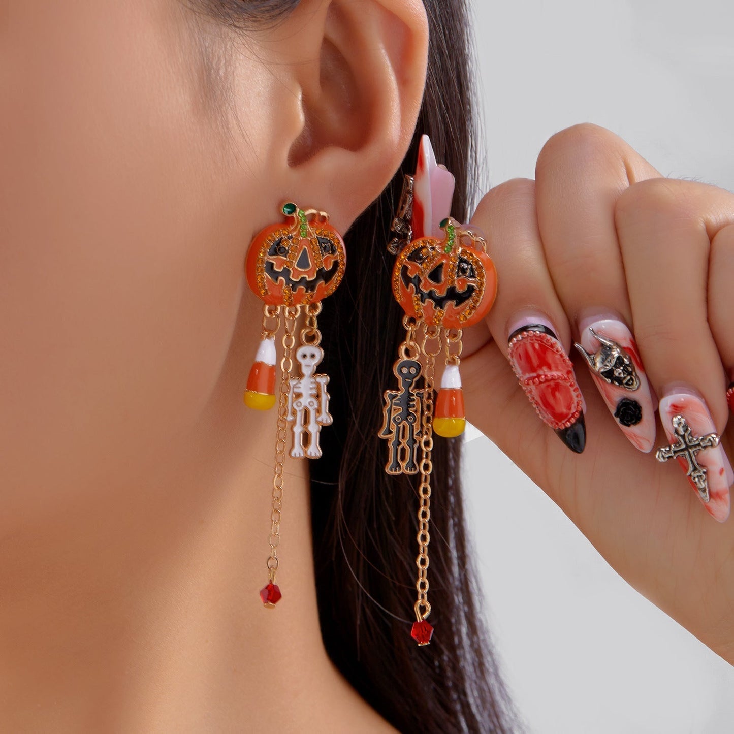 Halloween Pumpkin Ghost Tassel Dangle Earrings