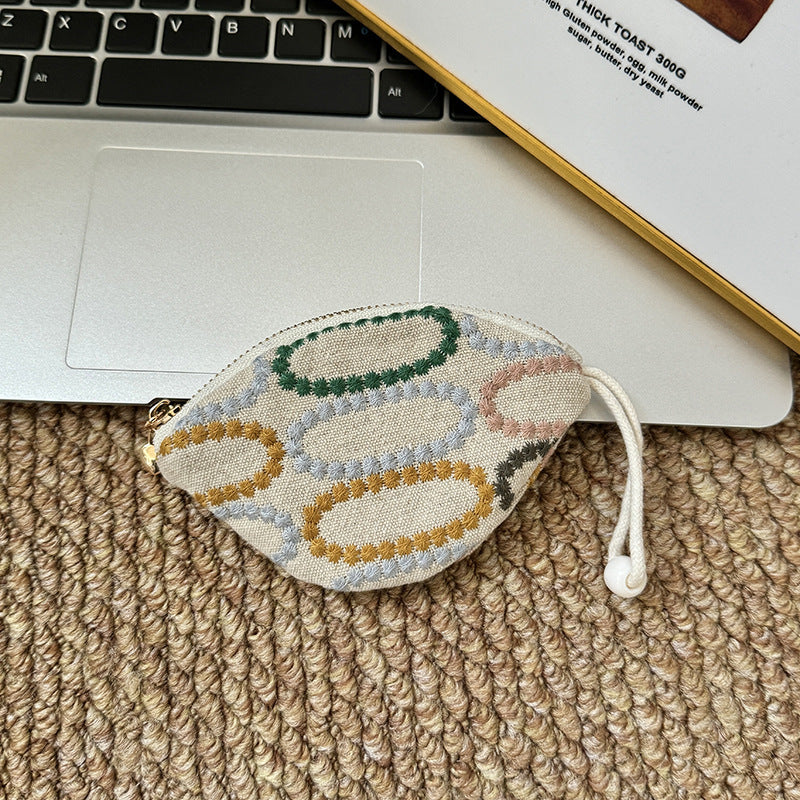 Minimalist Embroidered Mini Coin Purse Wallets
