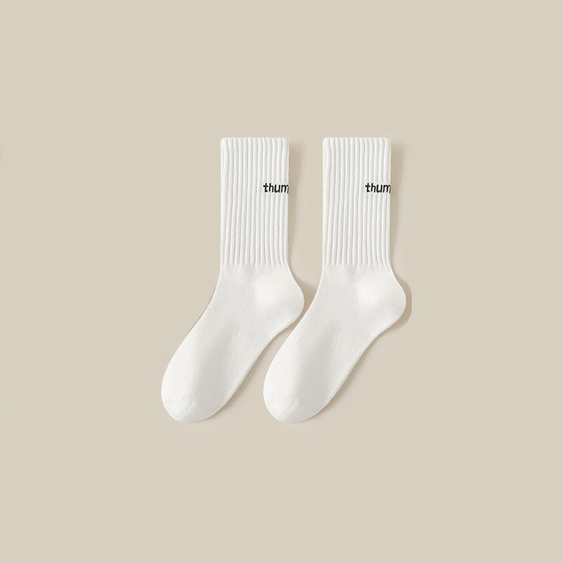 Simple Letter Solid Color Soft Socks