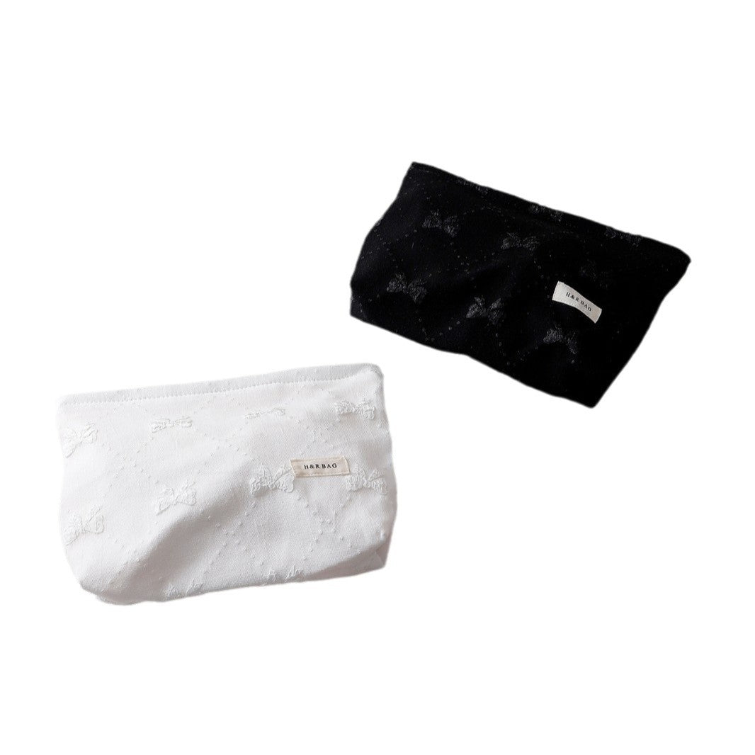 Cute Bow Embossed Portable Makeup Bag