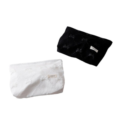 Cute Bow Embossed Portable Makeup Bag