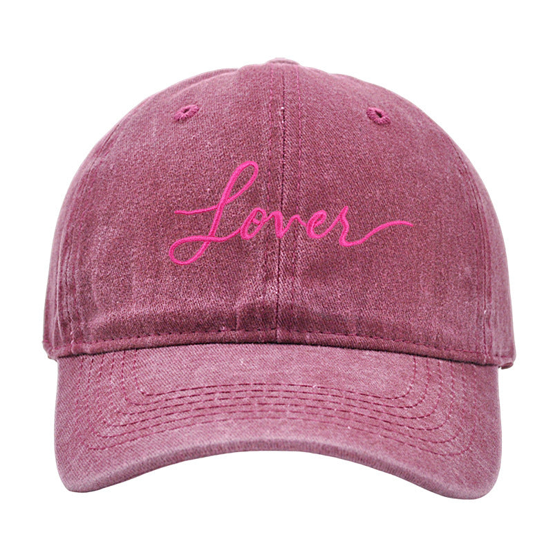 Letter Embroidered Washed Simple Baseball Caps