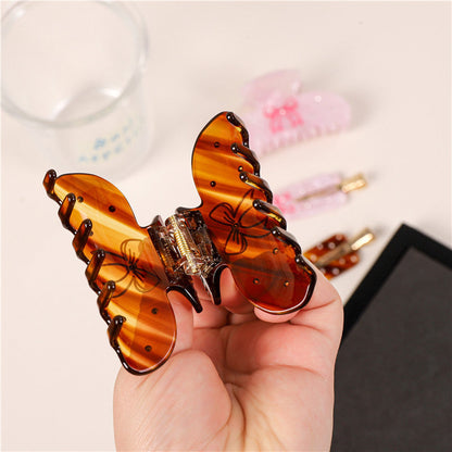 Elegant Bow Acetate Amber Claw Clip
