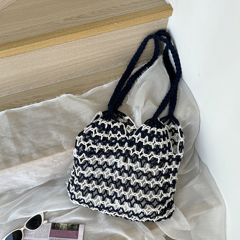 Hollow Out Color Block Shoulder Bag