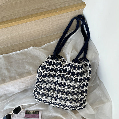 Hollow Out Color Block Shoulder Bag