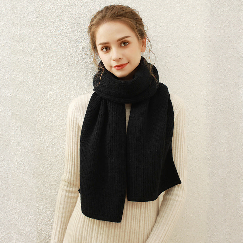 Solid Color Ribbed Simple Knit Scarve
