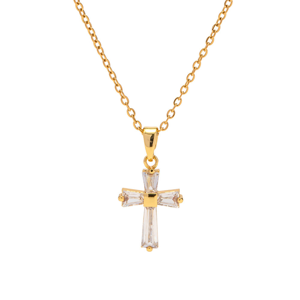 Zircon Cross Pendant Necklace