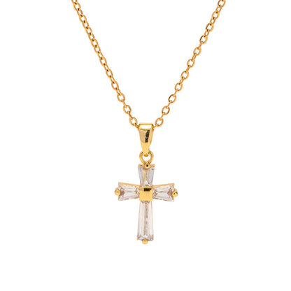 Zircon Cross Pendant Necklace