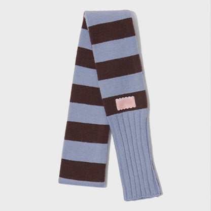 Knit Striped Color Block Cozy Winter Scarf