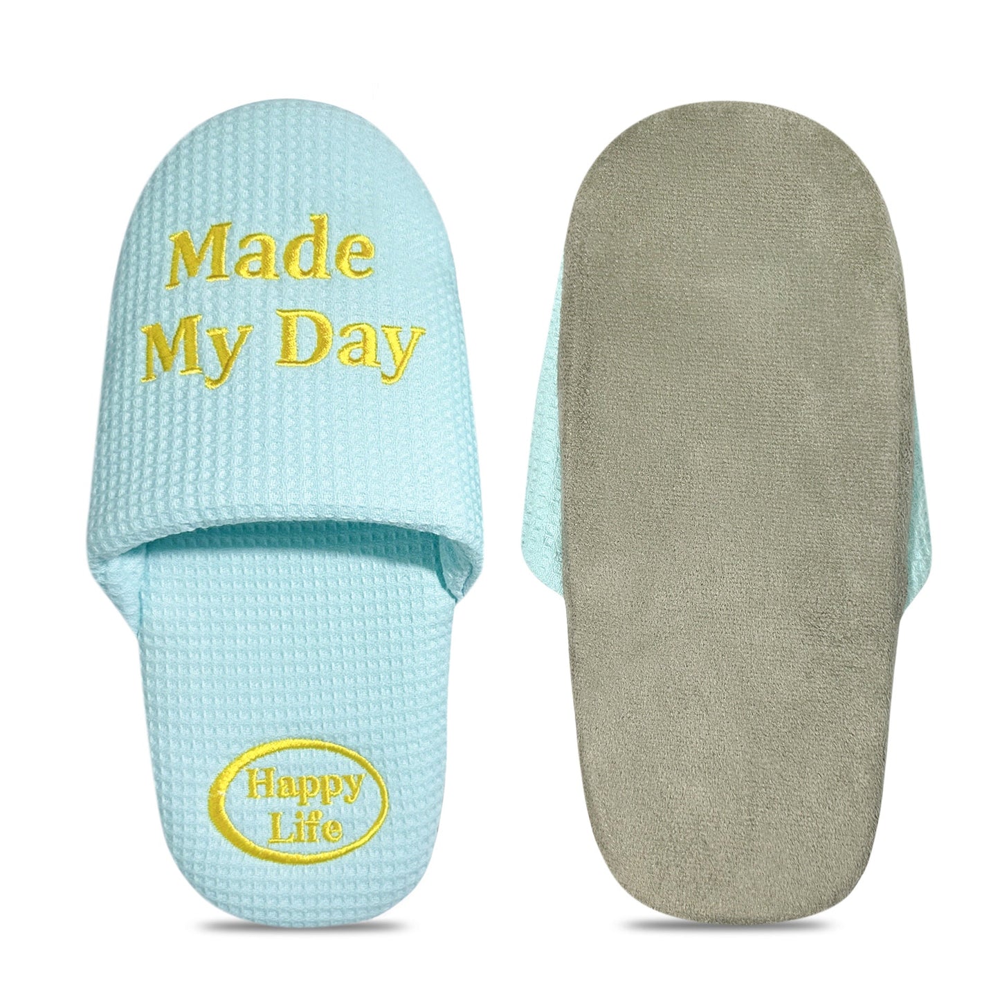 Soft Letter Embroidered Waffle Indoor Slippers
